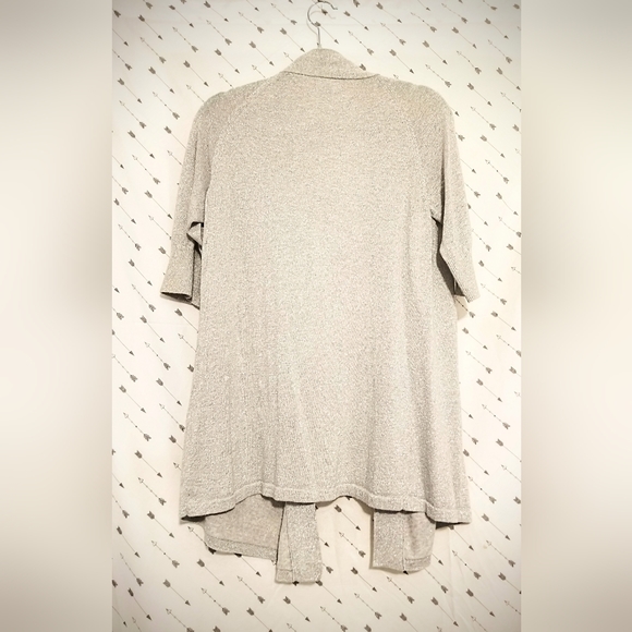 Sparkly Silver 3/4 Sleeve Open-Front Cardigan - Picture 7 of 10